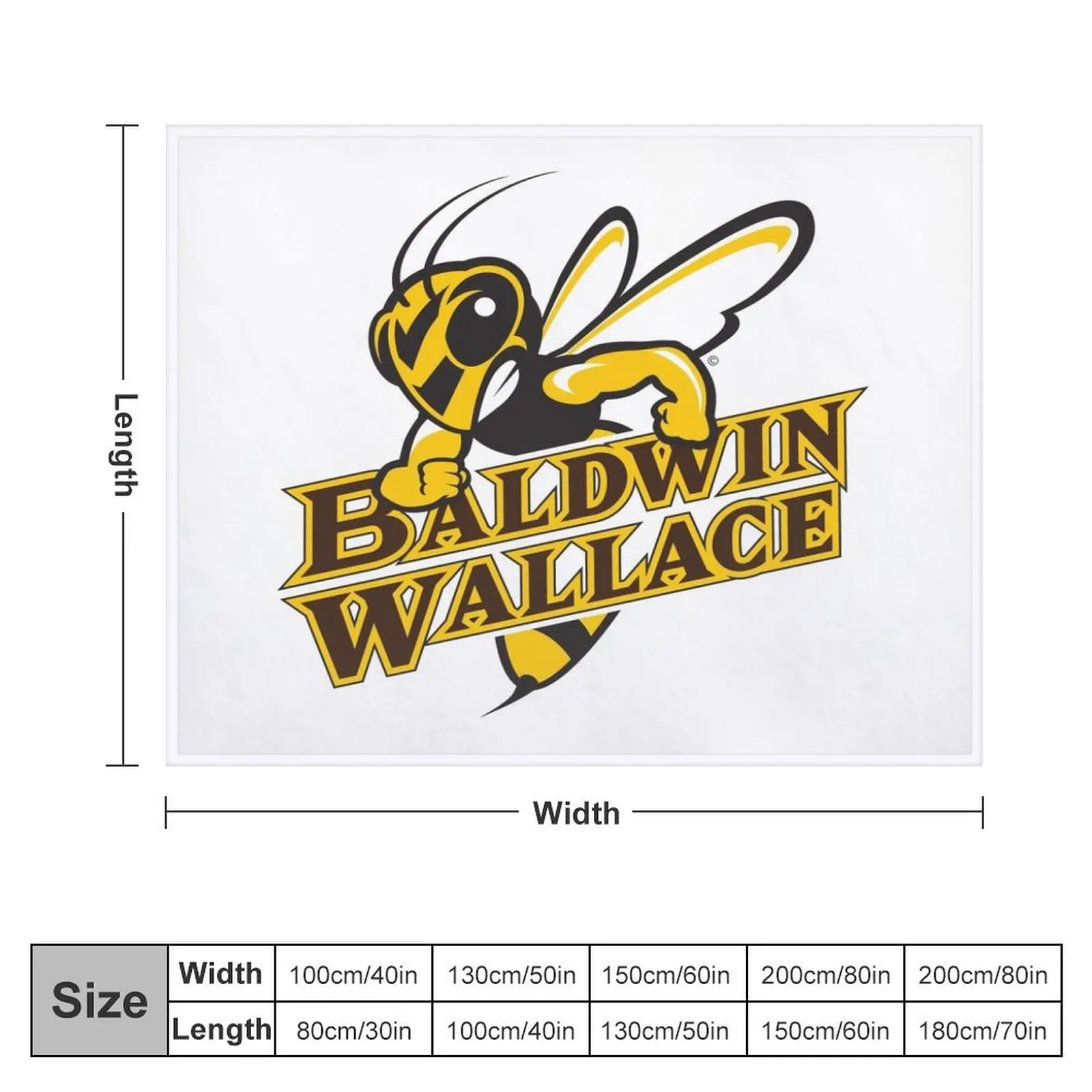 Baldwin Wallace Yellow Jackets logo Throw Blanket Flannel Heavy Blankets