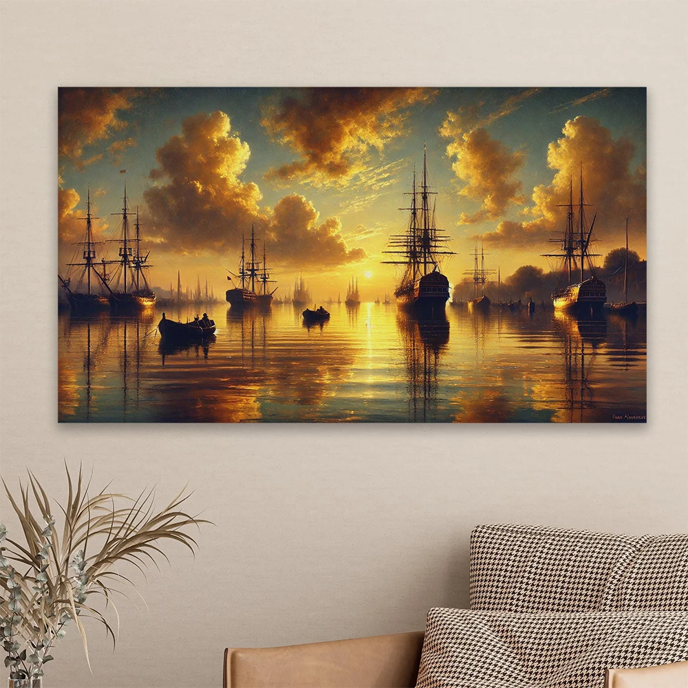 Vintage Large Size Painting Shipwreck Art Ocean Storm Shipwreck Art Print Poster Living Room Wall Canvas Painting Gallery Decor