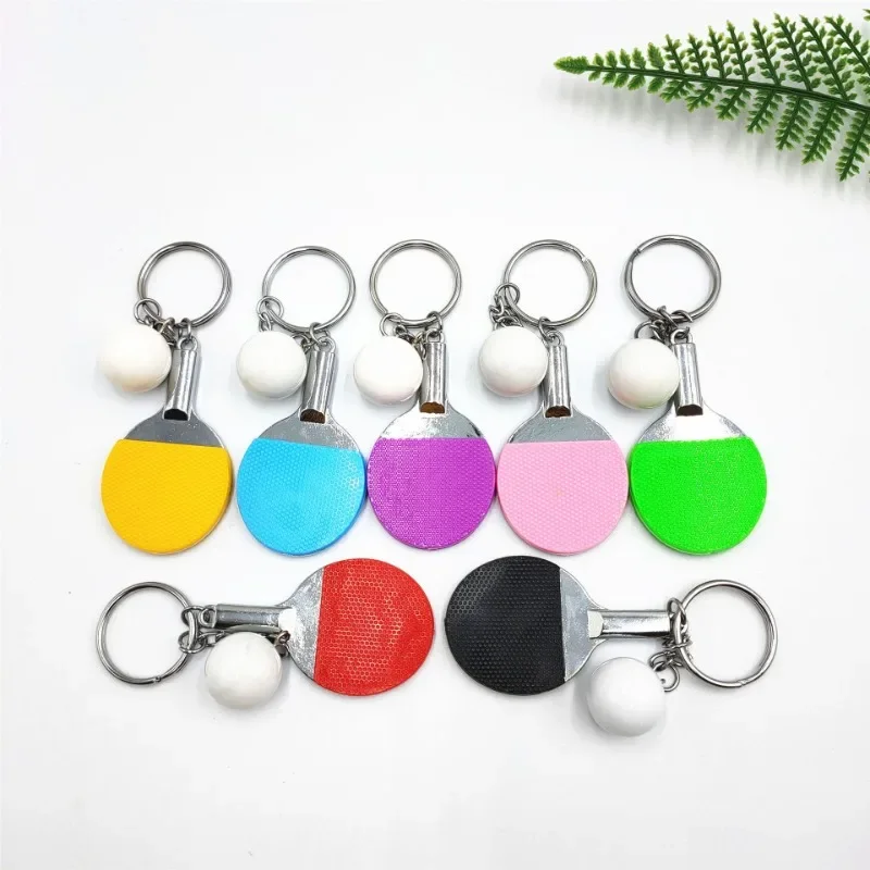 Mini Simulation Metal Table Tennis Keychain Sports Activity Bag Pendant Car Keychain Gift