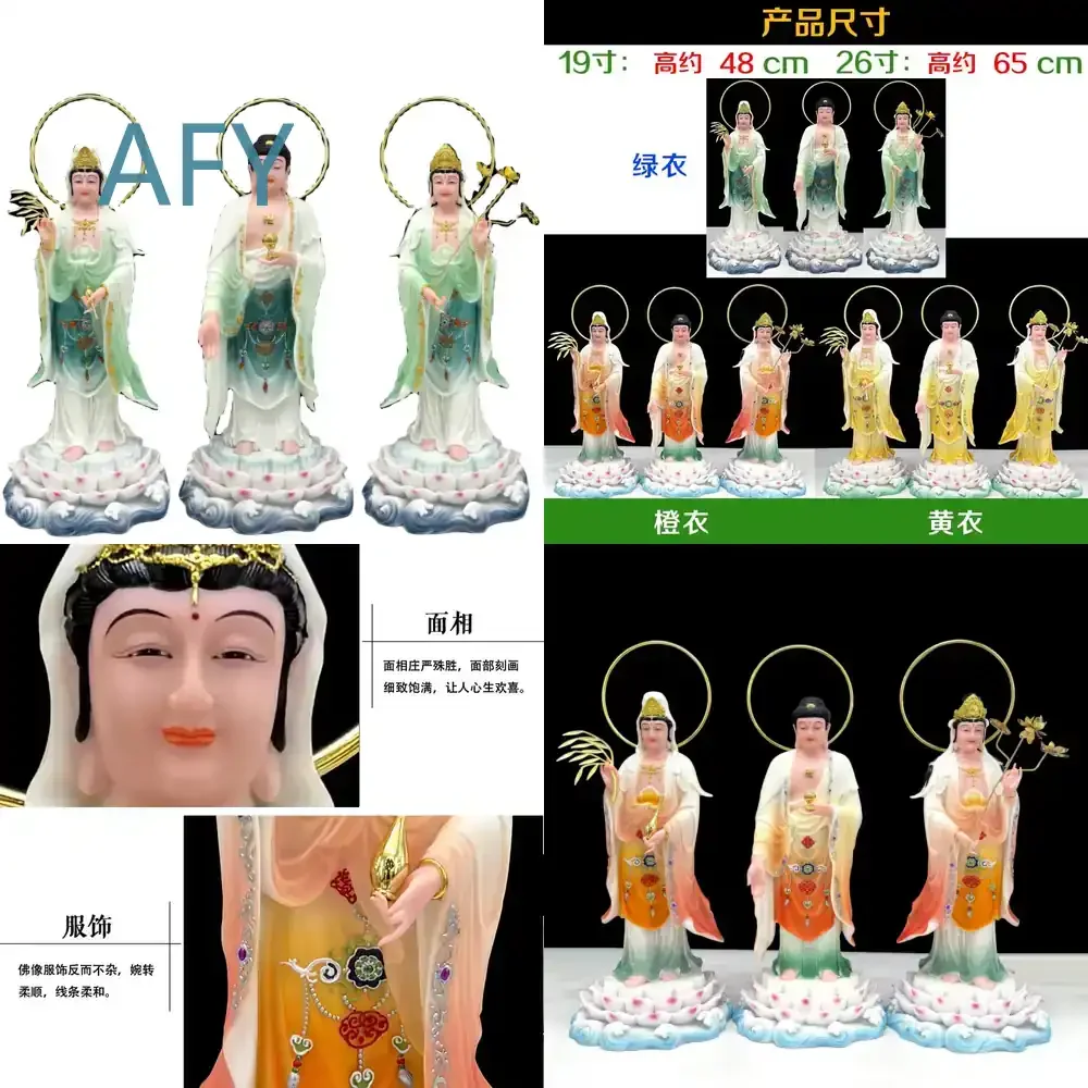 Chinese White Jade Western Three Saints Buddha Statue for Amitabha Guanyin Shakyamuni Ornament Buddhist Home Decor Spiritual