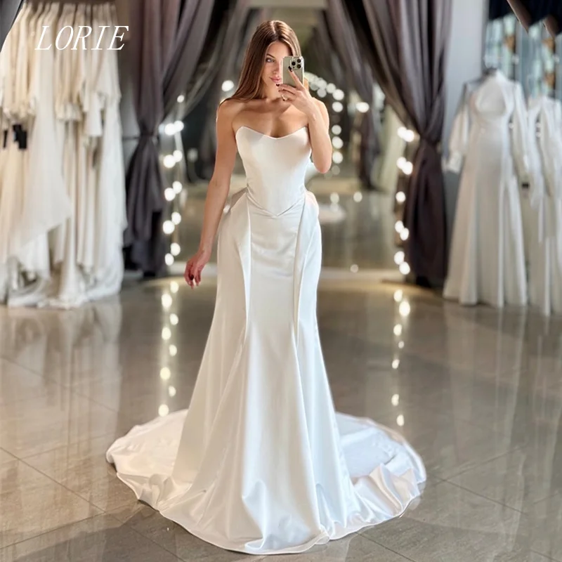 ローリー クラシック マーメイド ウェディングドレス ストラップレス 自己修養ブライダルドレス シンプルな恋人のウェディングドレス カスタマイズされた 2026