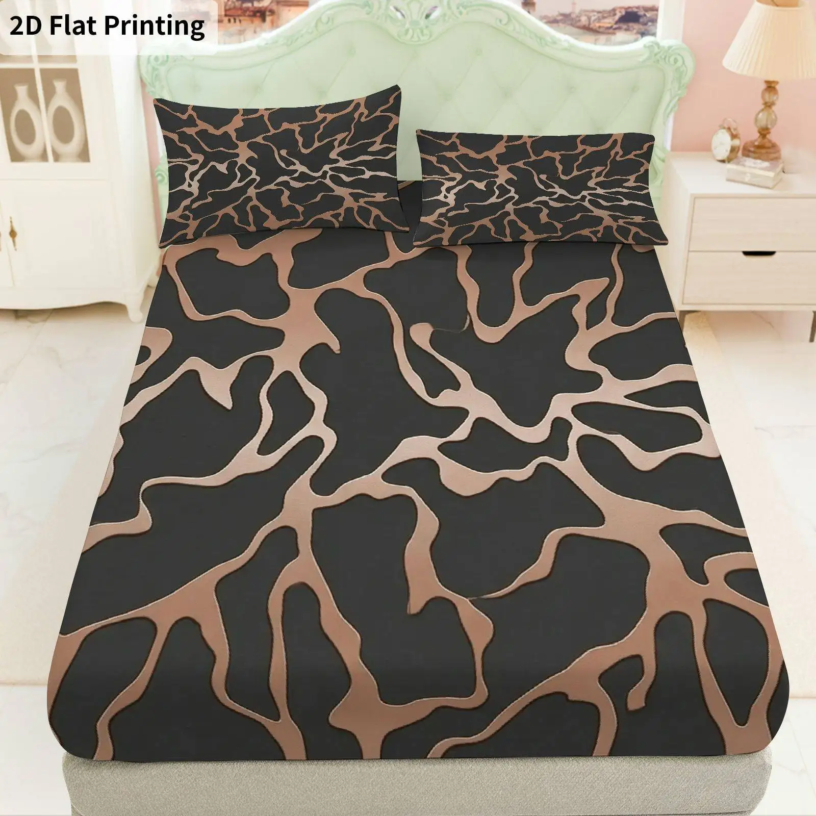3-Piece Mattress Protector Set with Abstract Pattern (Thanksgiving Themed Bedding, Mattress Protector, Stain-Resistant Mattress Cover. Suitable for All Seasons, Machine Washable, Easy to Care For, Suitable for Home Bedrooms, Essential for Dormitories and Rentals, Master Bedroom Decoration, Dust-Proof and Stain-Resistant, High Elasticity, Fits Various Sizes.)