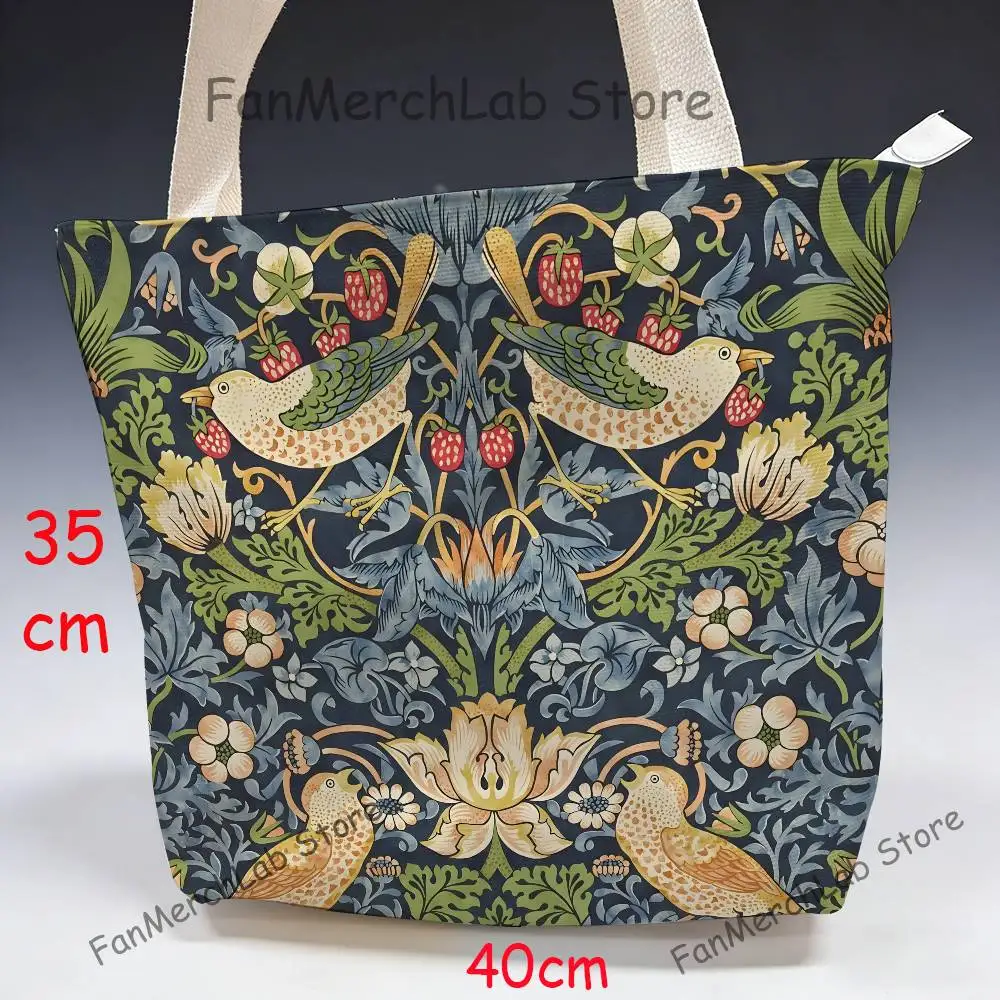 M-Morris Art Simple Canvas Bag Shoulder Bags Foldable Picnic Pouch Small Tote Shopper Large Capacity Student