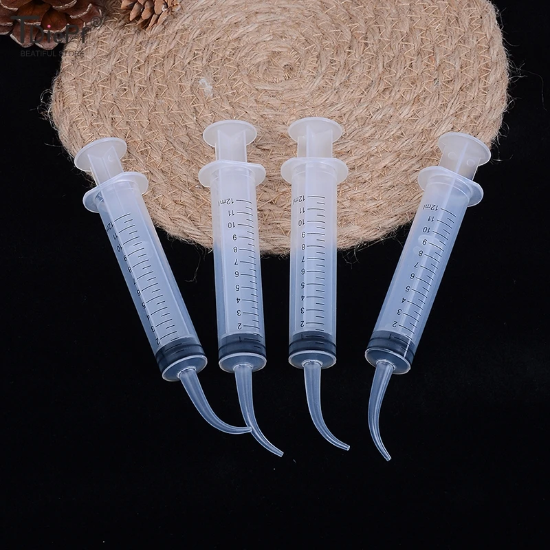 1/4pcs Clear Disposable Dental Irrigation Syringe With Curved Tip Dental Kit Tooth Transparent Whitening Dental Instrument 