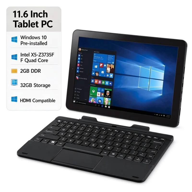 11.6인치, 2GB DDR RAM, 32GB ROM, RCA9213, 윈도우 10, 프로세서 X5-Z3735F, 1366 x 768, IPS, HDMI.