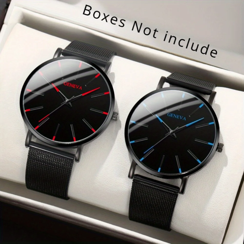 

Набор мужских часов из 2 шт./компл., модный мужской кварцевый набор часов, круглый дисплей даты, функция сетчатого ремешка из сплава, идеальный подарок для мужчин