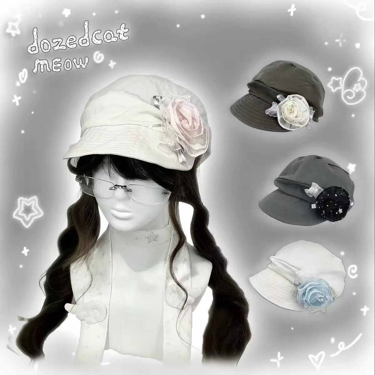hat spot flower y2k accessories beret hats for woman y2k hat summer headwear for women cute cap woman hat High-quality  2026