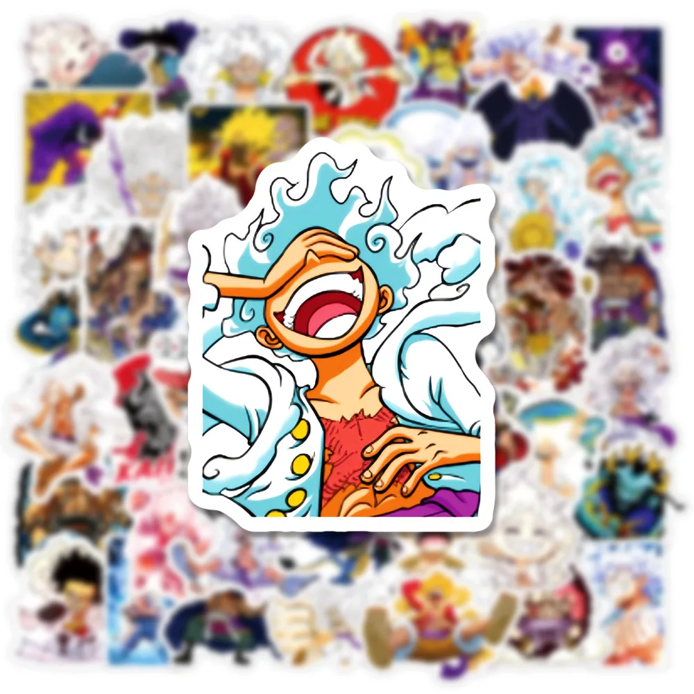 

10/50PCS One Piece Anime Luffy 5 Gear Stickers Guitar Motorcycle Luggage Phone Waterproof Cartoon Cool DIY Sticker for Kids Gift