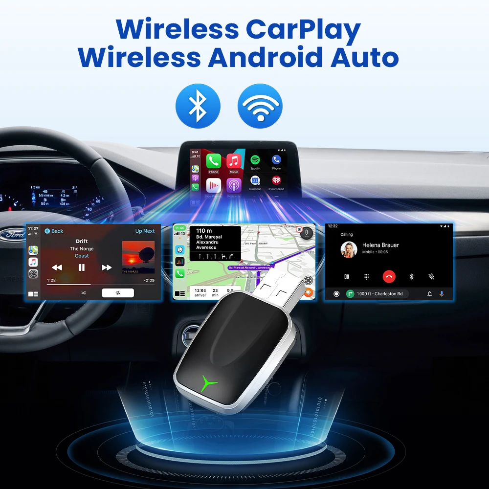 Adattatore Wireless Carplay Android Auto 2in 1 Smart Dongle 2025 5G WIFI Per iphone Telefono Android Per Volvo Benz Mg Chery Toyota VW