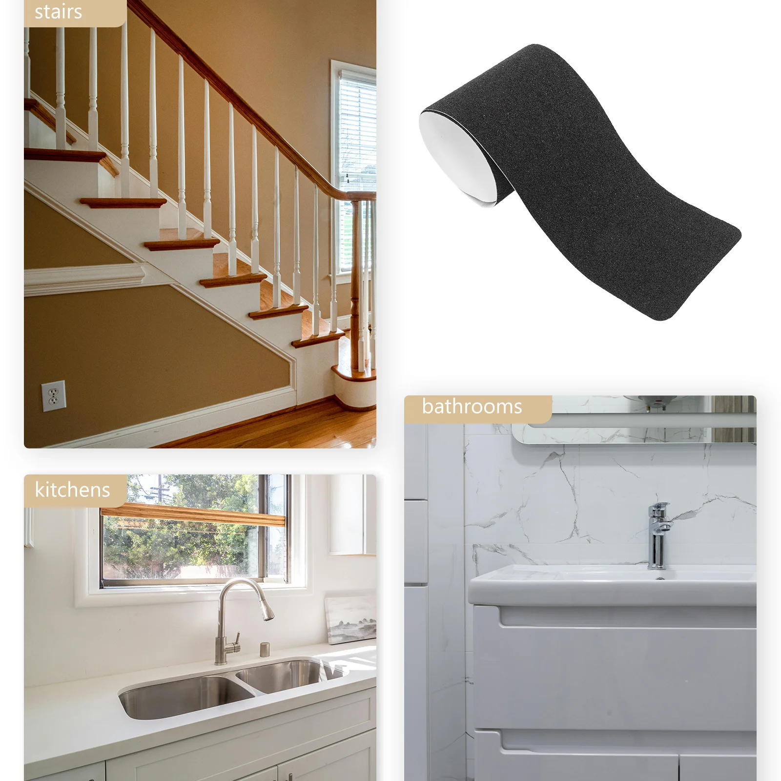 6 قطع شريط مضاد للانزلاق أسود غير قابل للانزلاق، شريط عالي للاستخدام الداخلي والخارجي #5