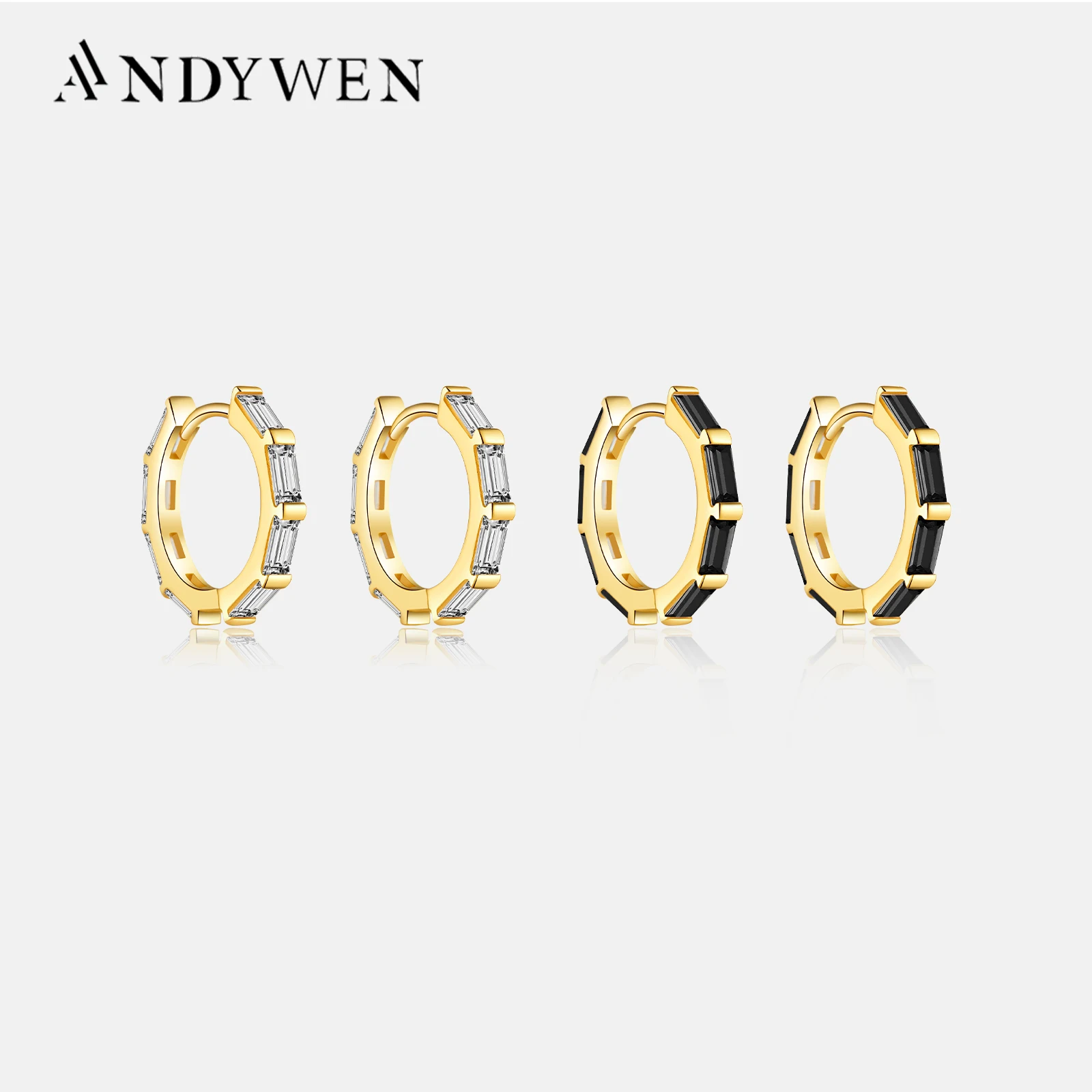 ANDYWEN New 925 Sterling Silver Gold Rose Red Zircon CZ Hoop Circle Ohrringe Huggies Rock Punk Luxury CZ Pave 2023 Fine Jewelry