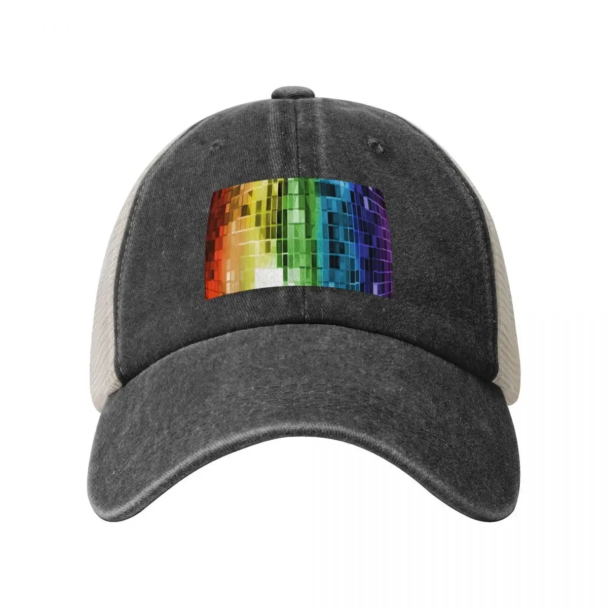 Rainbow Disco Ball Pattern Baseball Cap Rave western Hat party Hat Women's Beach Visor Men's