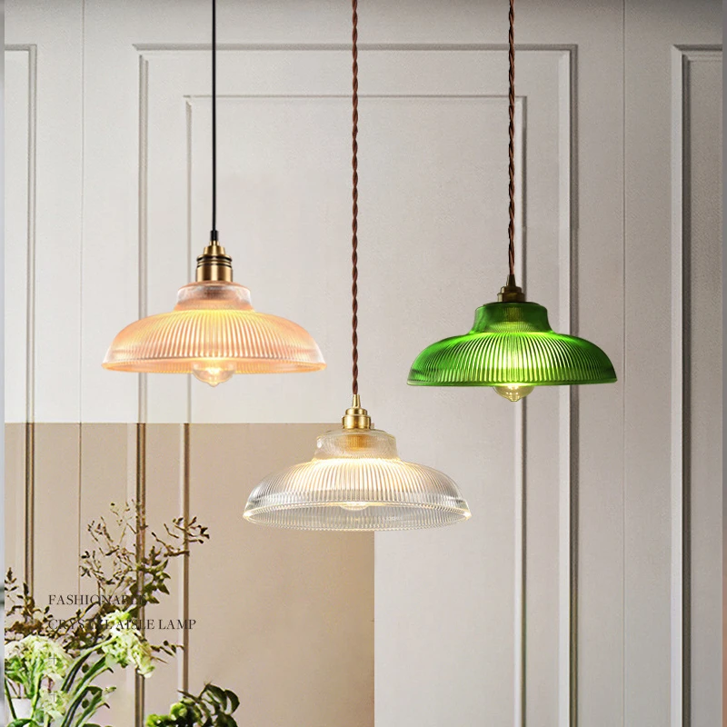 Lampada a sospensione in vetro retrò illuminazione nordica per la decorazione della casa per la camera da letto comodino soggiorno sala da pranzo lampade a sospensione 220V