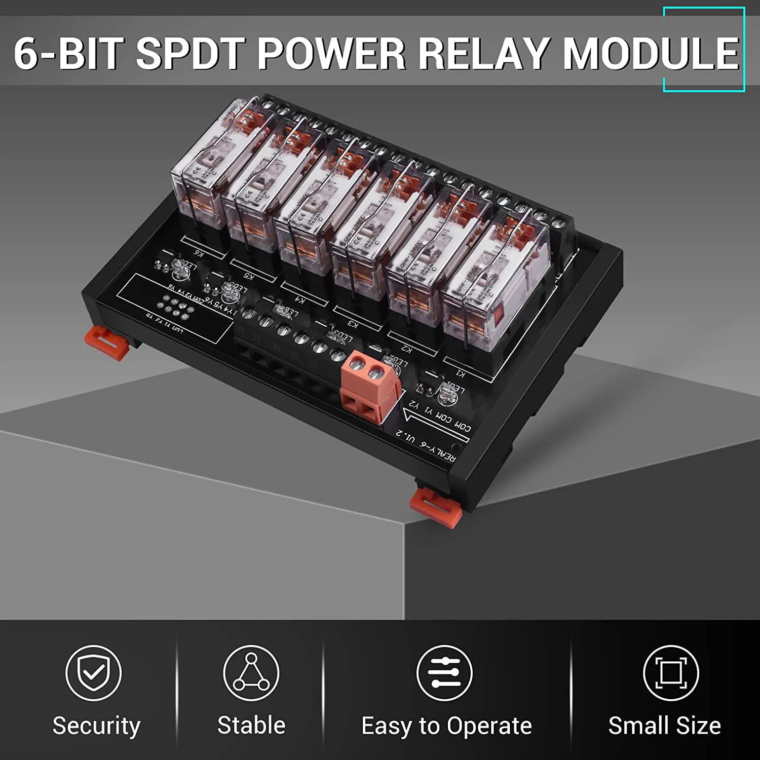 2025 New DC 24V Relay Module, 6 Channel SPDT Switch Module with Isolated Optocoupler DIN Rail Mount Pluggable Power Relay Module