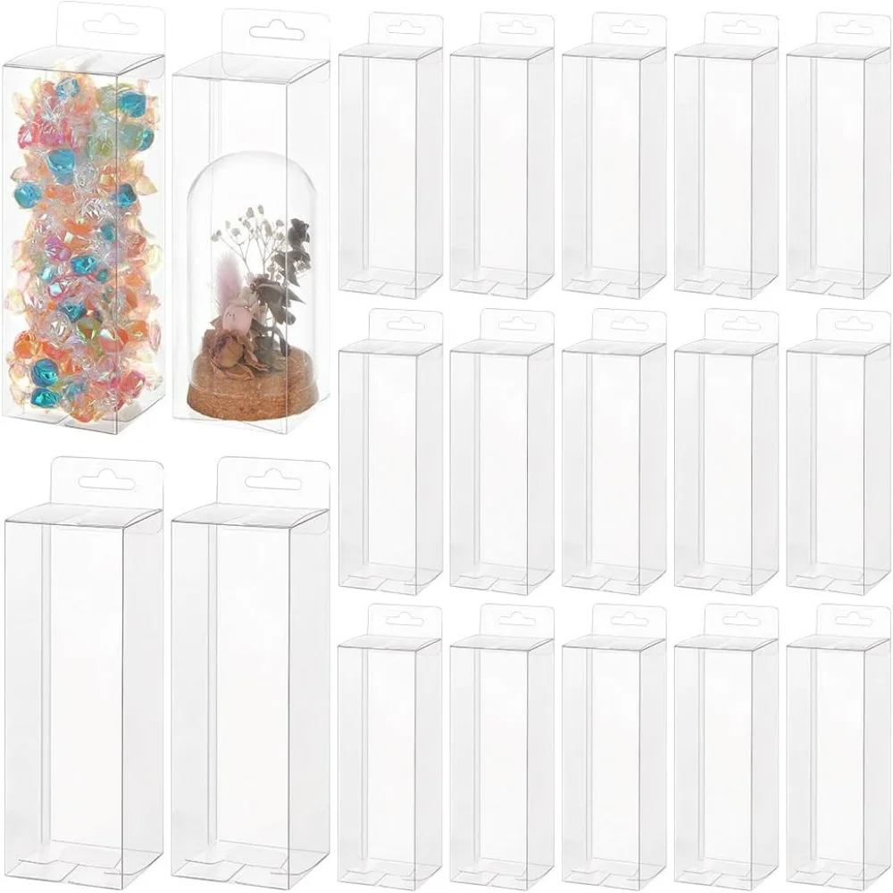 

20 шт. прозрачные подарочные коробки, прямоугольные прозрачные коробки из ПВХ, 2,3x2,3x7 дюймов для свадебной вечеринки, праздничные кексы