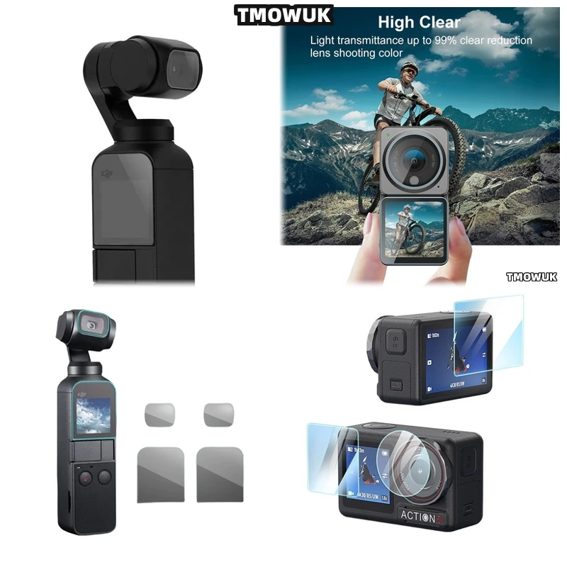 

For DJI Pocket 1 2 Osmo Pocket 3 Action 2 4 Pro - Anti - Static Tempered Glass Screen Protector With Lens Guard