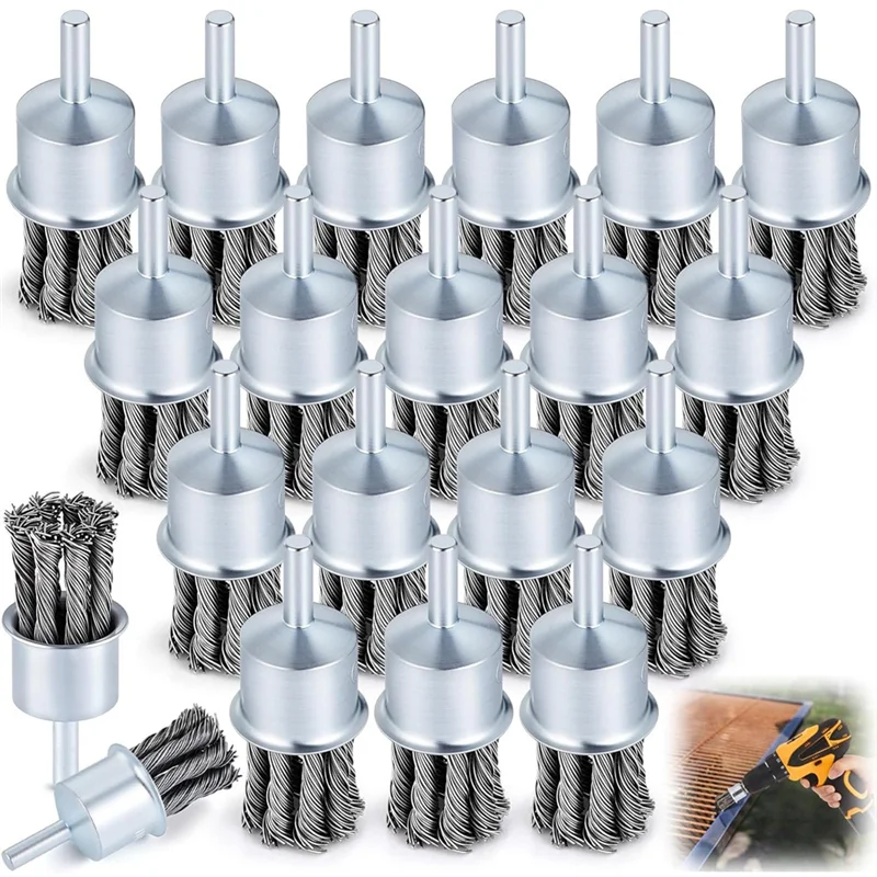 

GTBL 1/4 Inch Shank Die Grinder Wire Brush 1 Inch Knot 20 Pack Sturdy Attachment For Drill-Wire Wheel For Paint Removal