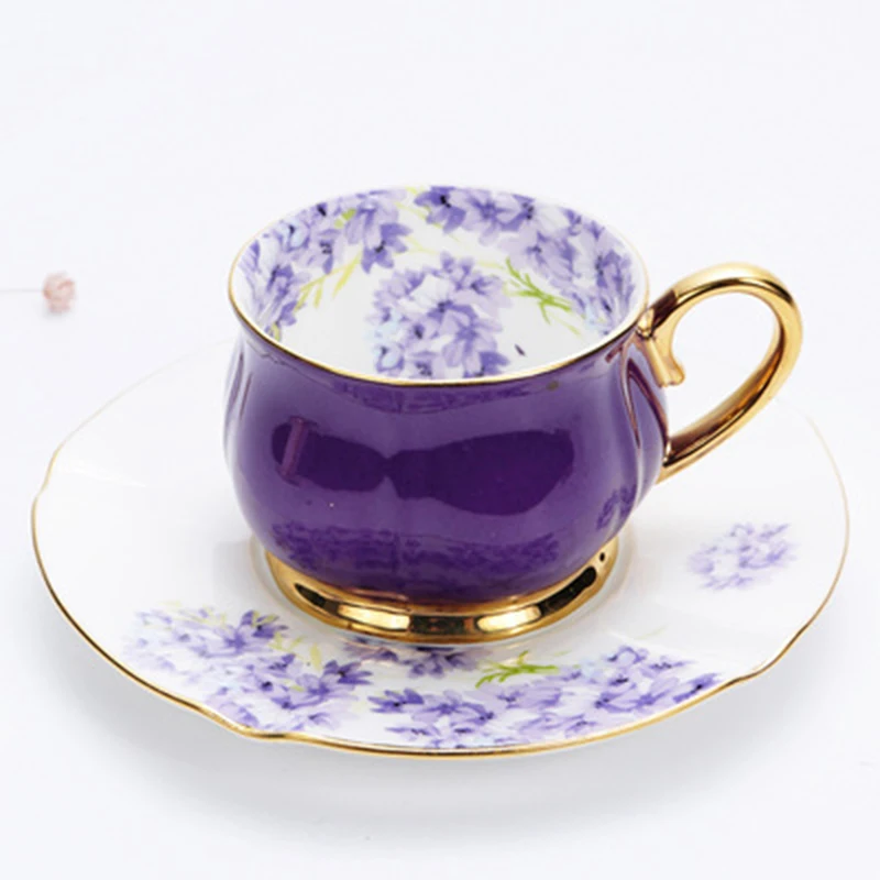 Bone China Coffee Cup Exquisite Couple Cup Pink Purple Cup Saucer 2 Cup Saucer Coffee Set Tea Set