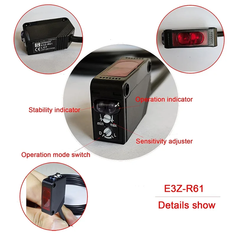 

CABE-E3Z-R61 NPN Photoelectric Switch Sensor Bracket Mirror Reflection 2 Meter Range Sensor