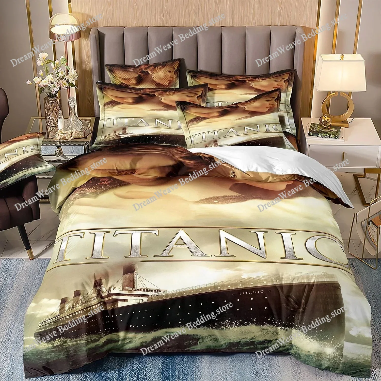Boys Girls Bedding Duvet Cover By Ho Me Lili Set Microfiber Retro Classic Titanic Ship Ocean Scenery Watercolor Art Home Textile