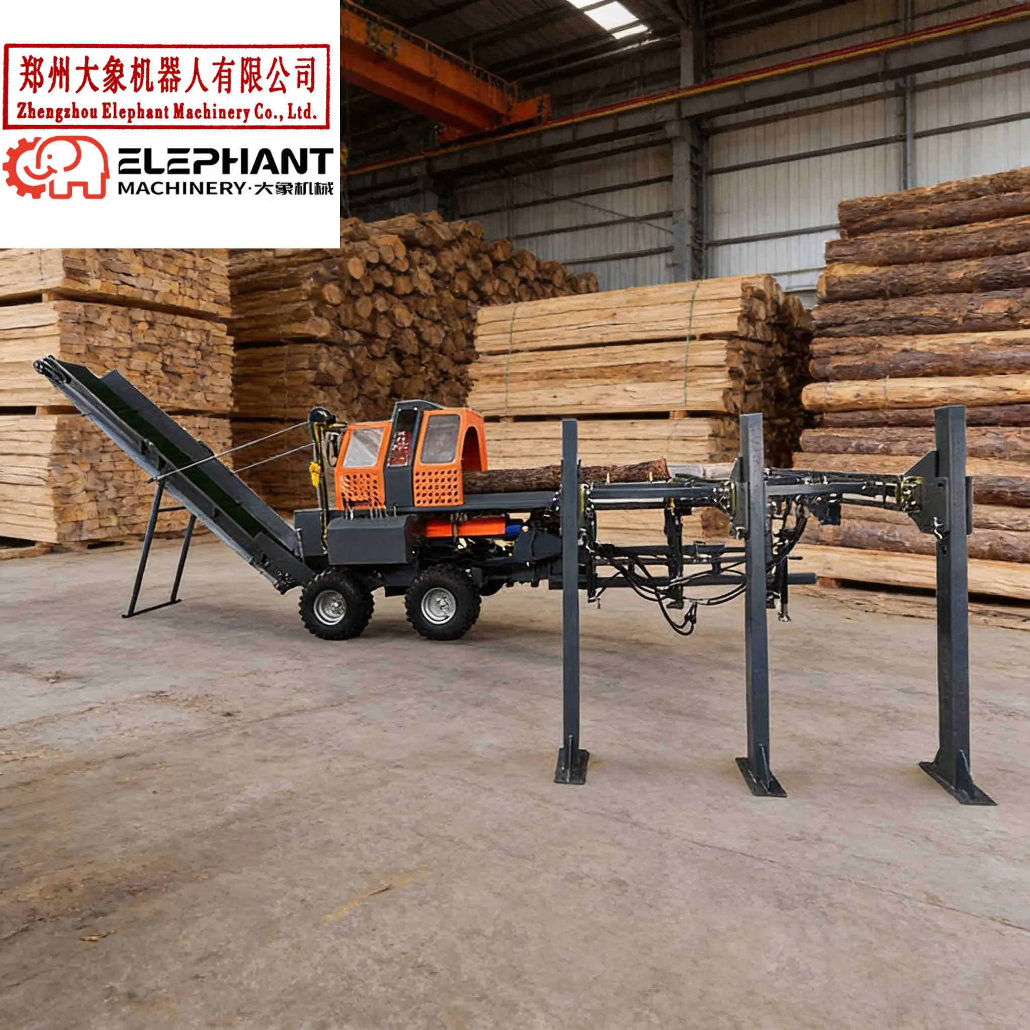 Customized Factory Price 45T 27HP Gas Powered Firewood Processor With 3M Conveyor Belt For Farm Use CE Certified Woodworking Mac