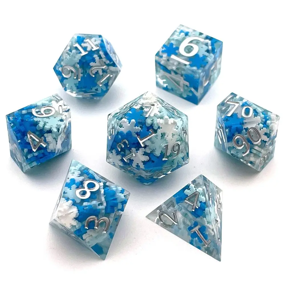 7Pcs Green Eye Decor Polyhedral Resin Dice Set Table Games Dices Accessory D6 D8 D10 D12 D20 For D&d DND