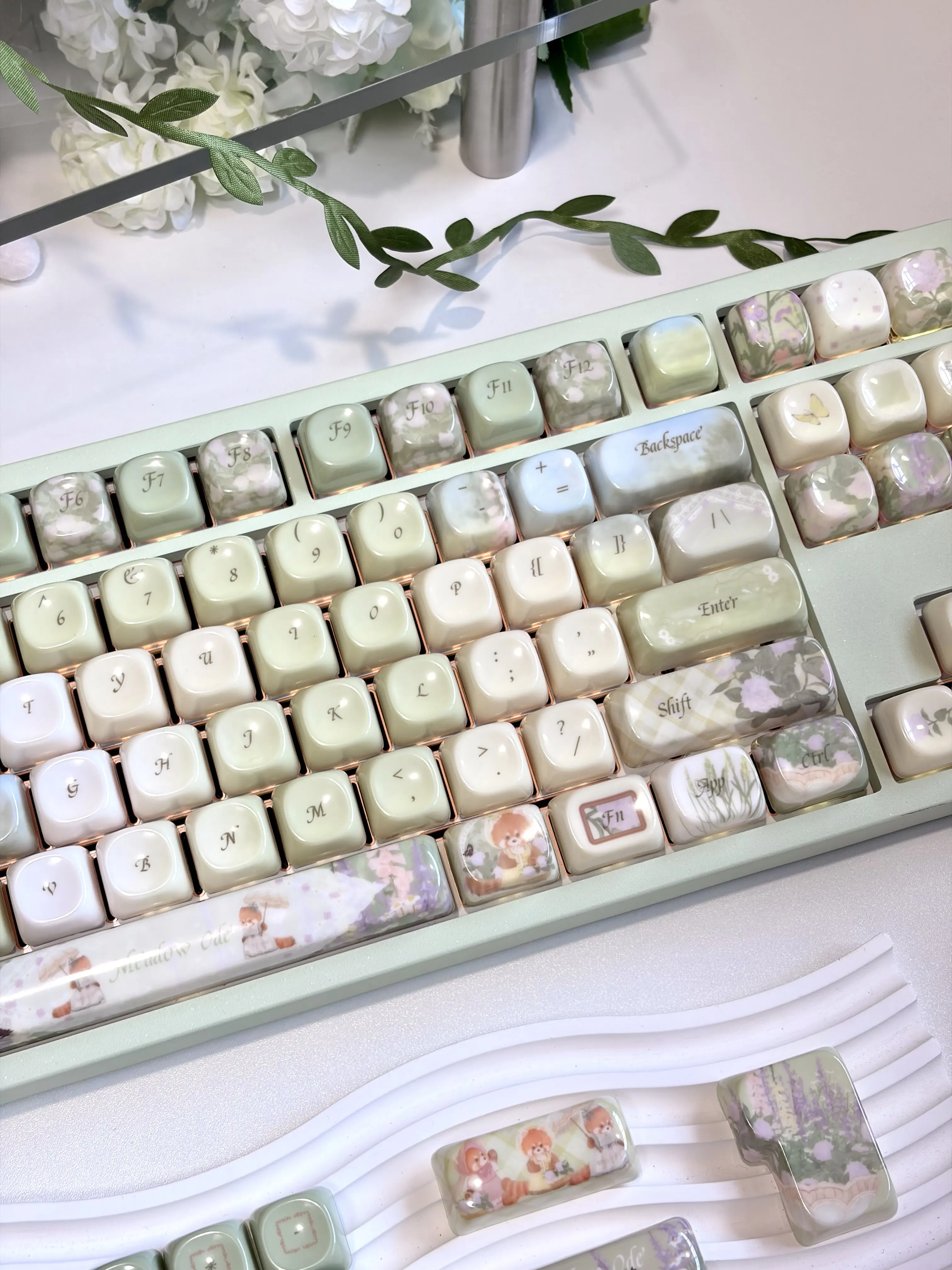 MAIMOOO Keycaps Field Ode MDA Cherry MOA Side PBT PC Sublimation Mechanical Keyboard Small Fresh Countryside Style Green Keycaps