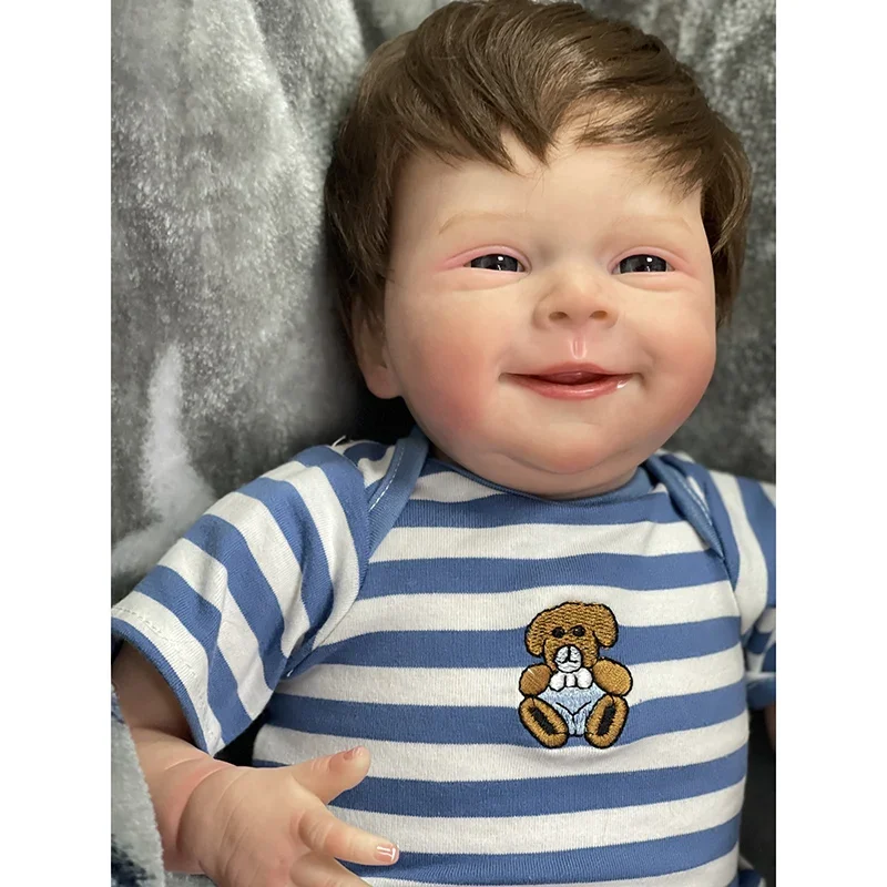 

48CM Reborn Doll Sebastian Newborn Baby Size Lifelike Soft Cuddly Body 3D Painted Skin Multiple Layers with Visible Veins