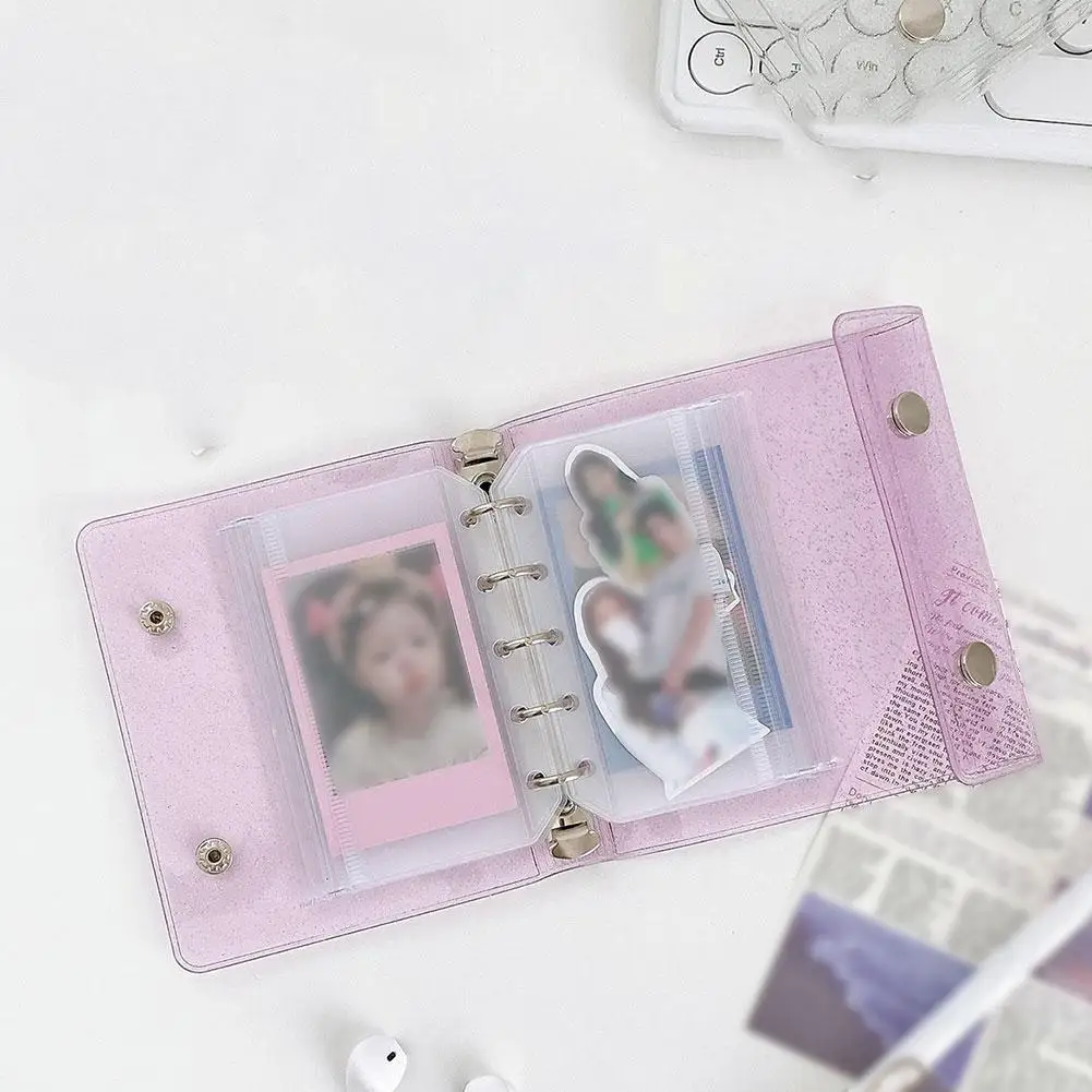 M5 5 Löcher Glitzer Rosa Schwarz Transparent Binder Lose Cover Journal Skizzenbuch Zubehör Erweiterbares Ringnotizbuch