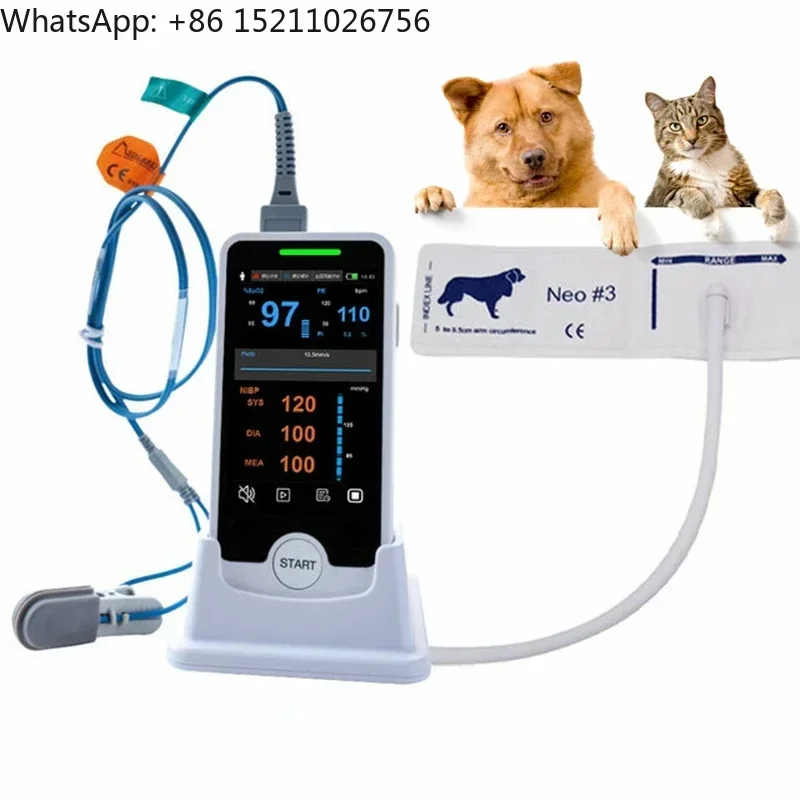 Handheld Touch Screen Veterinary - Multi-parameter Cat Dog Animal Vet Pulse Oximeter - -