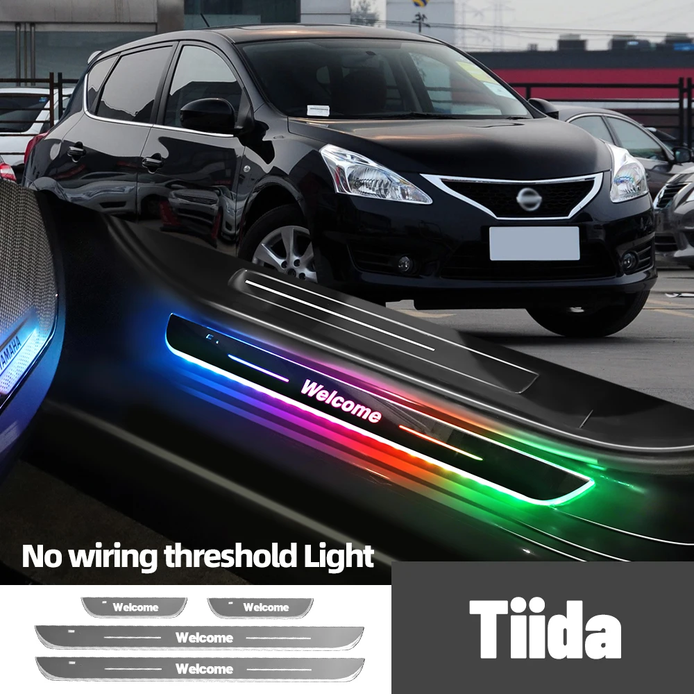 

For Nissan Tiida C11 C12 C13 2004-2018 2017 Car Door Sill Light Customized Logo LED Welcome Threshold Pedal Lamp Accessories