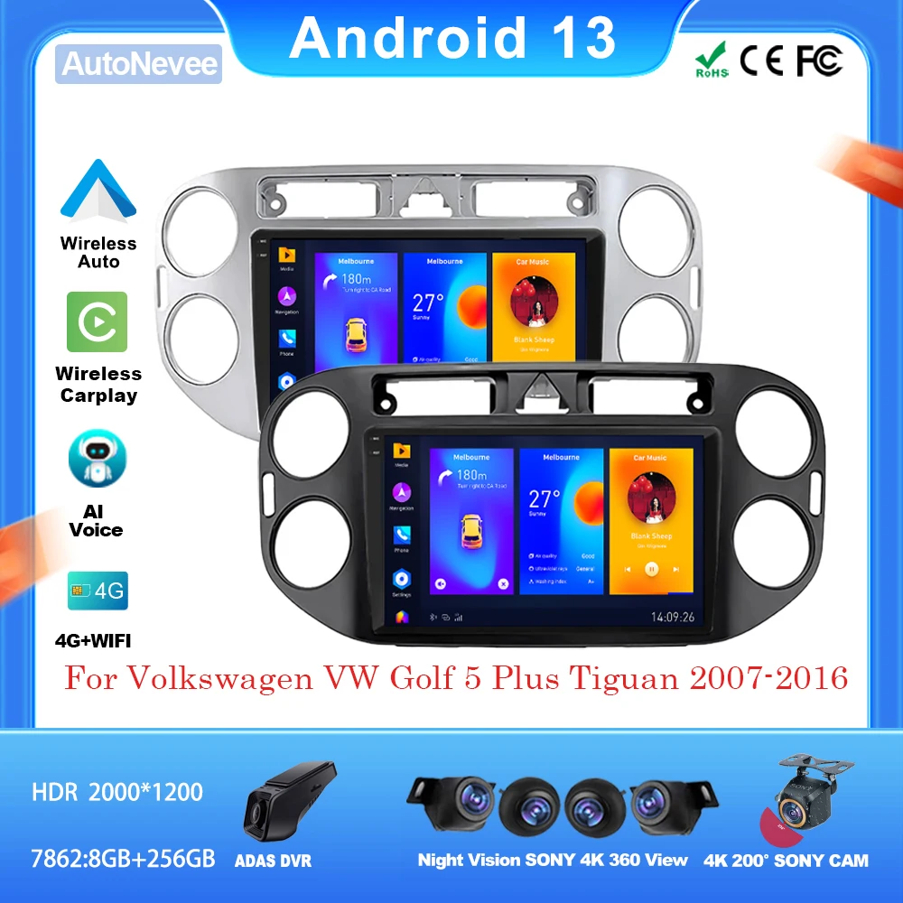 Carplay Wireless Adapter Android For VOLKSWAGEN VW GOLF 5 PLUS TIGUAN 2007-2016 Multimedia Center Smart Car Systems 5G DVD Wifi