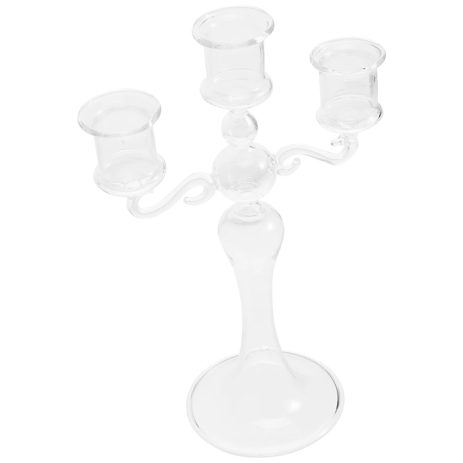 

Clear Glass Holder Modern Simple Design for Pillar Candles Tabletop Decorative Candlestick Home Wedding Christmas