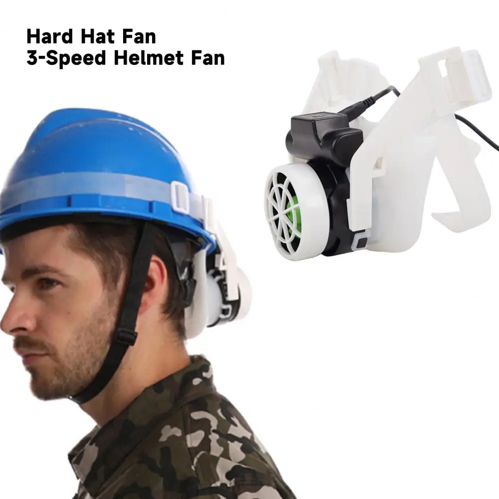 Head Mounted Fan Helmet Fan Safety 3 Gear Adjustment Wind Air Cooling Fan Adjustable Band Summer Outdoor Worker Hardhat