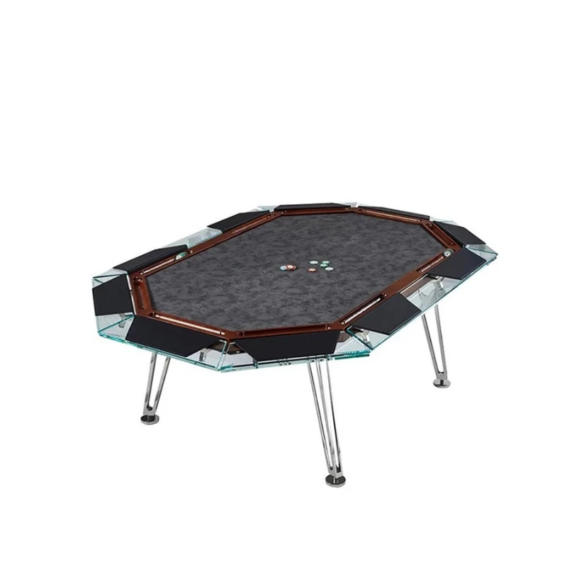 Italian tempered glass chess and card table, round multi-person club entertainment high-end table