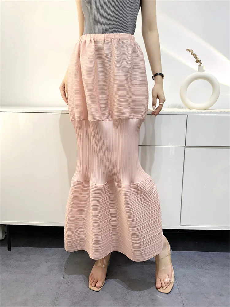 Miyake Pleated Skirt Female 2023 Summer Lantern Dress Slimming Pleated Skirt Women's Clothing Niche Design Cake Dress Women