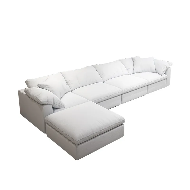 Armrest Cloud Sofa Designer Creme Fraulein Down Module Linen Fabric Living Room Sofa Luxury Furniture Divani Da Soggiorno SGKT