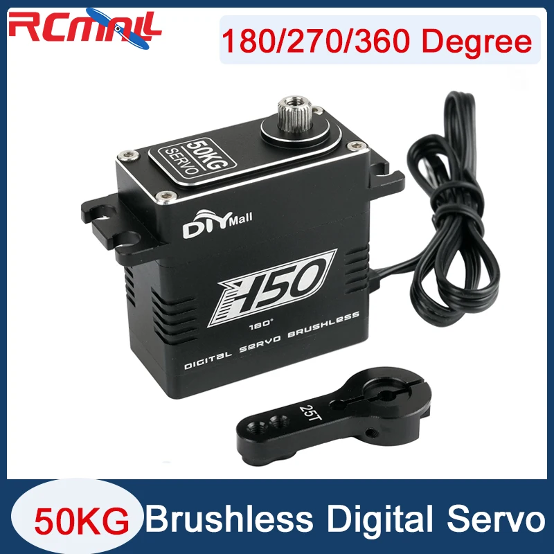 H50 Metal Digital Servo Brushless Motor 50KG High Torque 180/270/360 Degree Waterproof 4.8V-8.4V for RC Cars Robot Model Toys