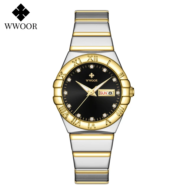 Fashion Wwoor Women Top Brand Luxury Golden Full Stainless Steel Quartz Watch Ladies Waterproof Elegant Clock Relogio Feminino