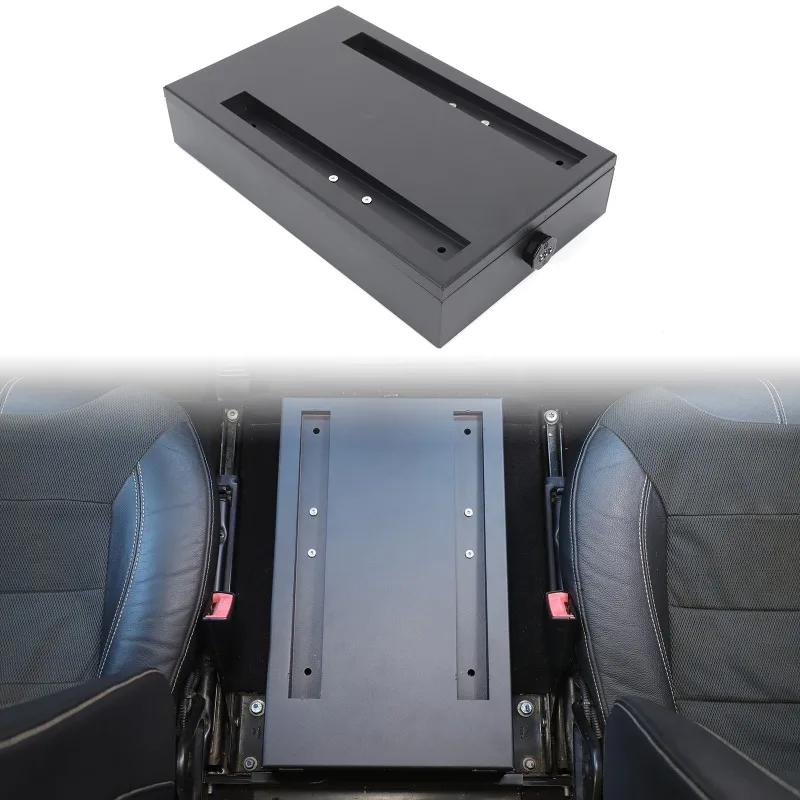 Center Console Raised Base Lock Box Aluminum Alloy Lockable Storage Safe Car Organizer For Land Rover Defender L316 2004-2018