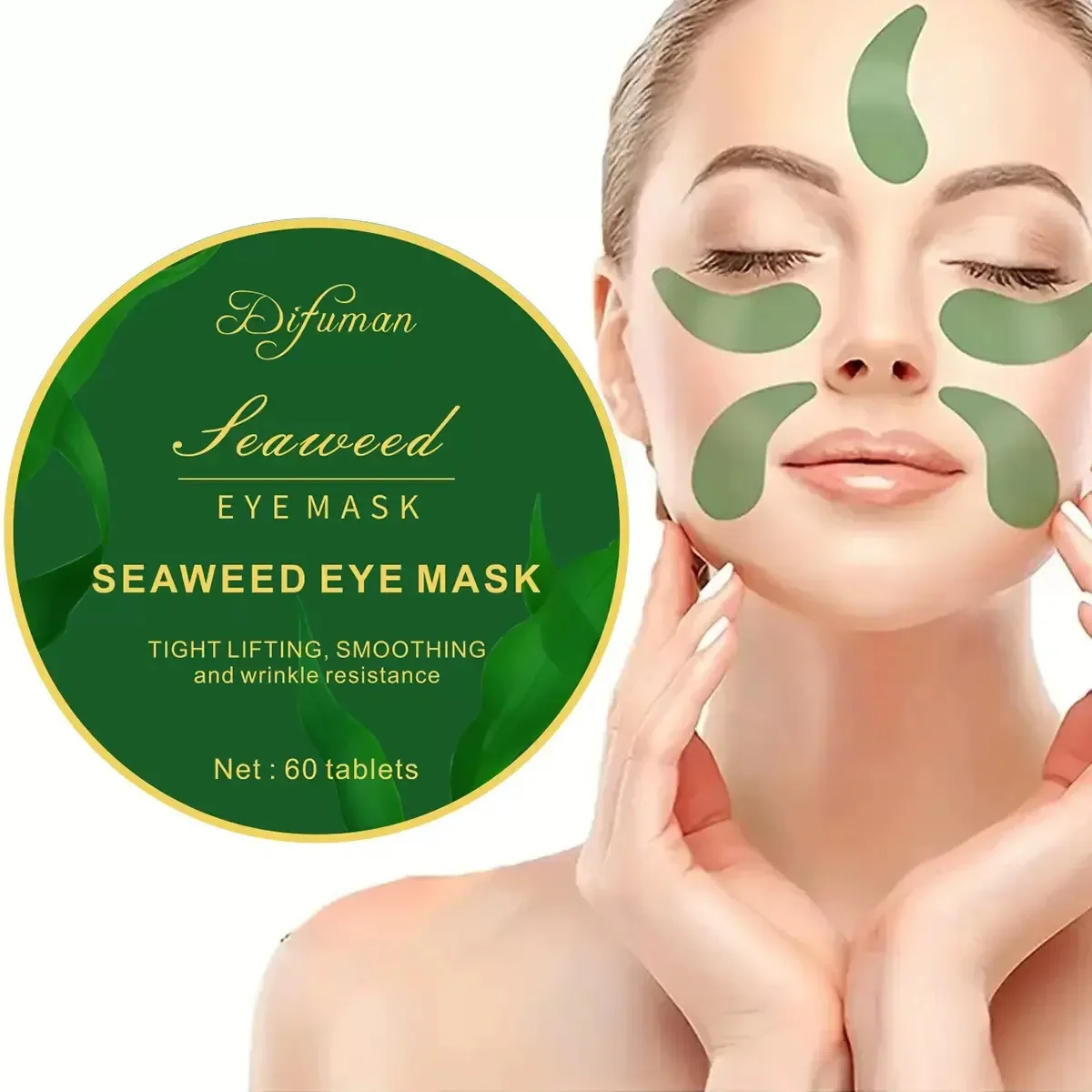 

60pcs seaweed hyaluronic acid eye mask to remove dark circles collagen eye patch facial care products