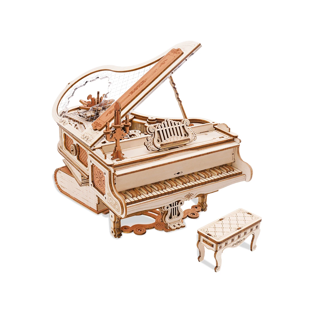 Robotime Magiczne Piano Puzzle 3D Mechaniczny Instrument Muzyczny 3D Estetyczna Dekoracja Biurka Unikalny Prezent dla Kobiet i Mężczyzn AMK81