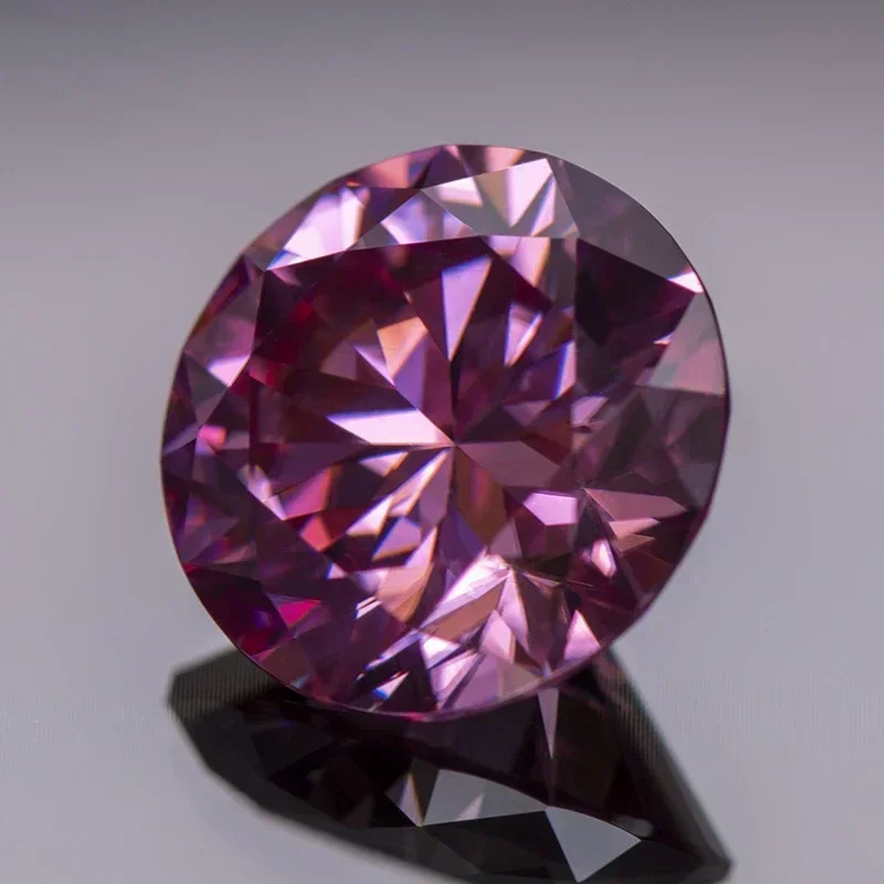 Moissanite Round Shape VVS1 Pink Color Beads for Charms DIY Jewelry Making Bracelet Rings Pendant Materials with GRA Certificate