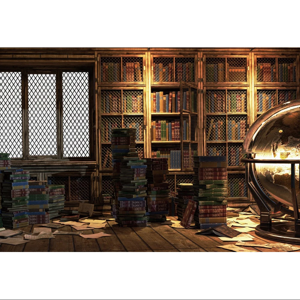 Laeacco-ビンテージスタイルの本棚,魔法の部屋の本棚,写真の背景,レトロな古い本棚,女の子のための芸術的なポートレートブック