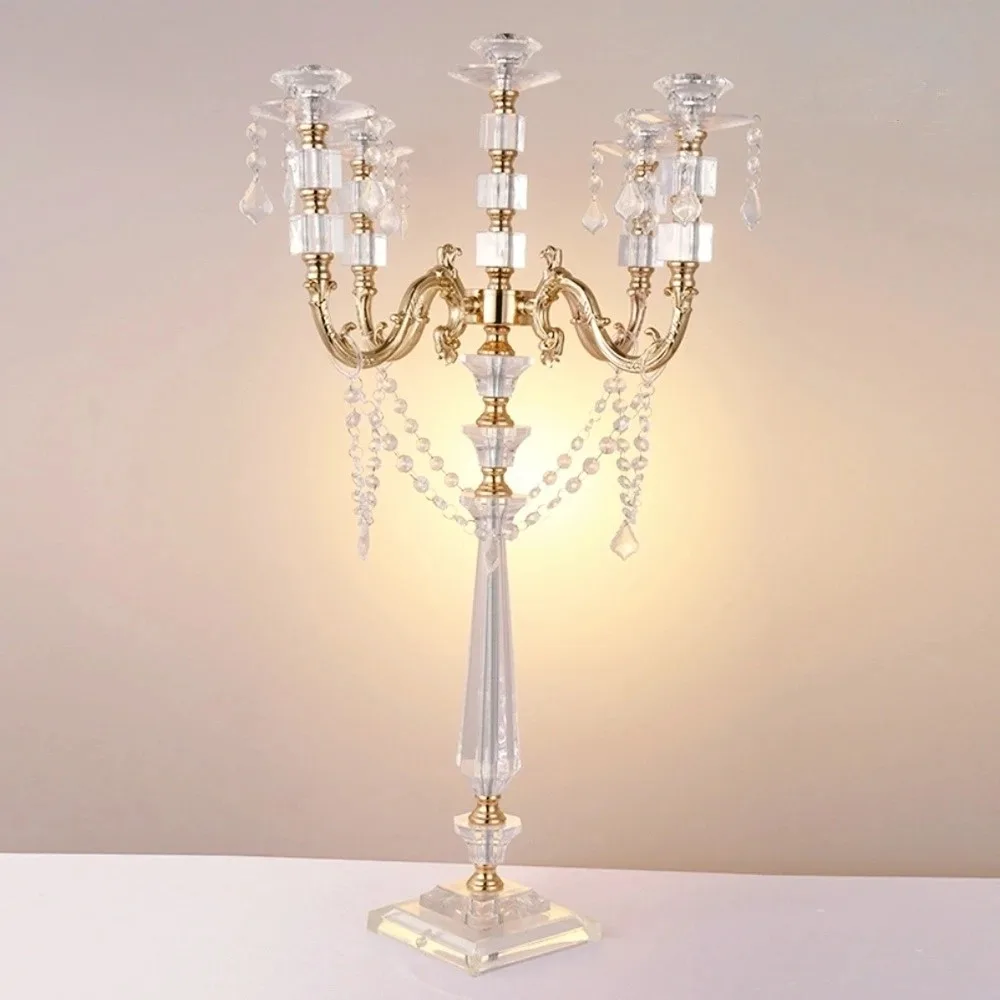 Acrylic Candle Holders with Crystal Pendants, Wedding Centerpieces, Marriage Candlestick, Home Decor, 77 cm, 30 