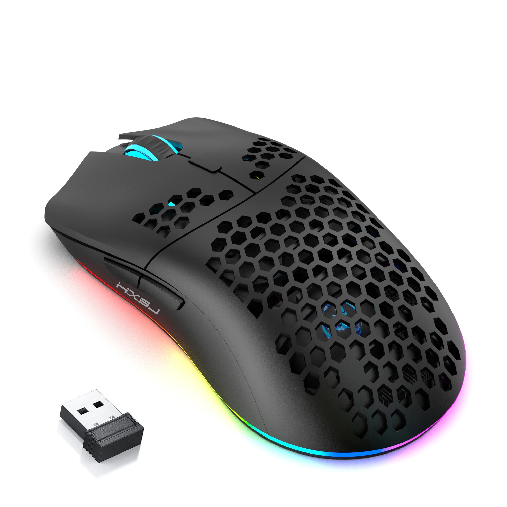 Mouse Nirkabel, Lampu RGB Berbagai Mode Dapat Disesuaikan, Cocok untuk Laptop PC dan Desktop Mouse Gaming Mouse Nirkabel 2.4G