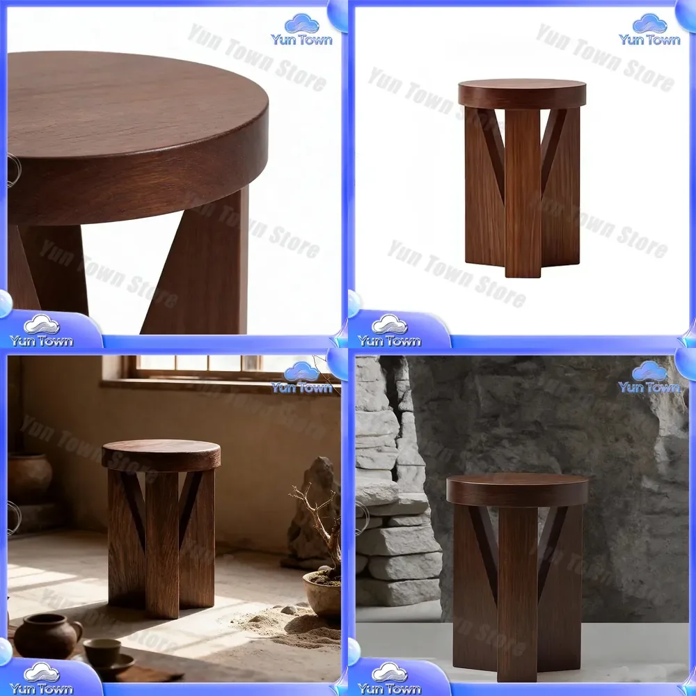 Round Desktop Stool for Home Log Wind Free Installation Creative Design Dining Stool for Pier Coffee Table Light Swing Edge