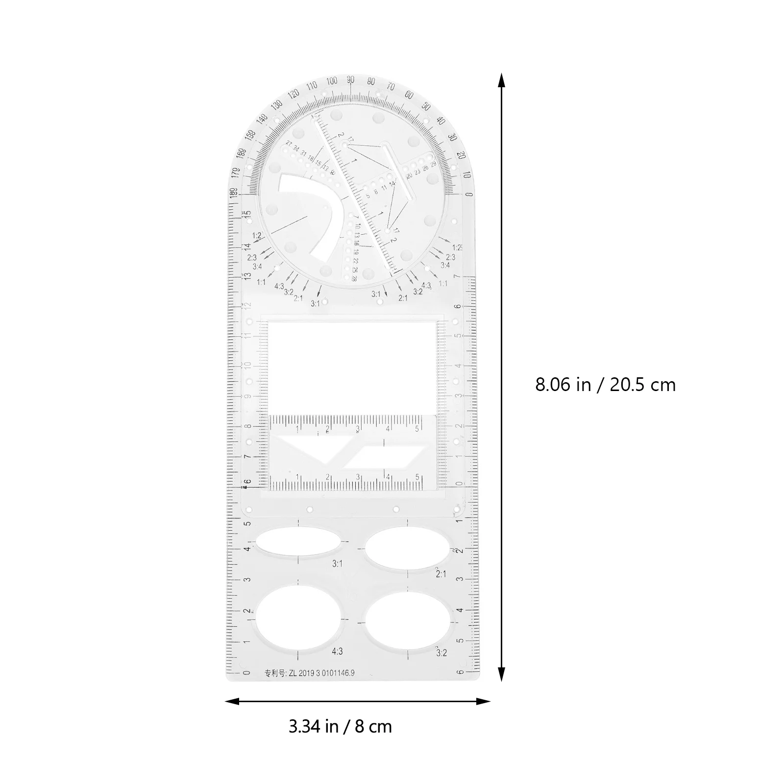 مجموعة مساطر الهندسة أداة صياغة قياس بلاستيكية للطلاب، قالب رسم مكتب المدرسة، امتحان الرياضيات متعدد الوظائف