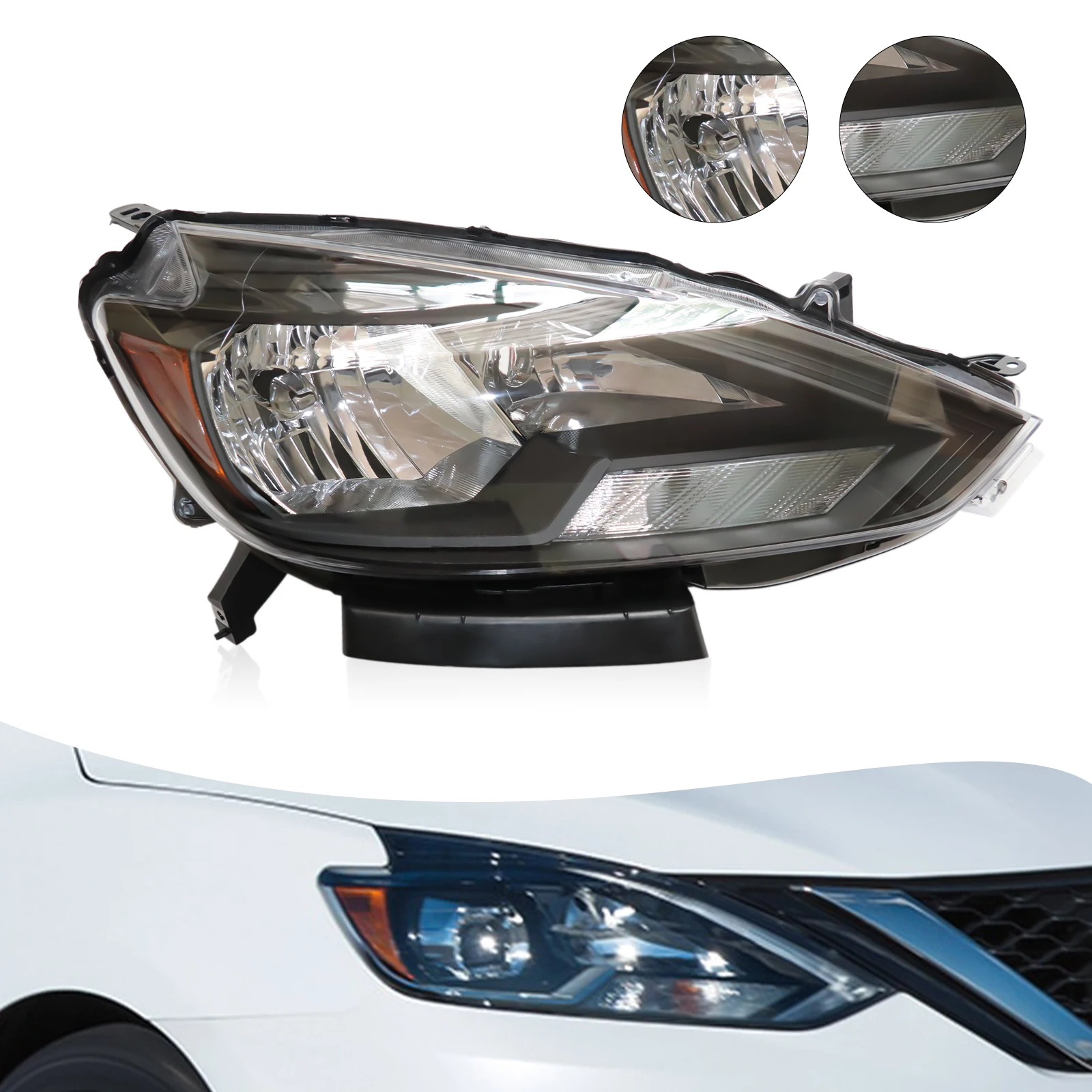 

Halogen Headlight Right Side Car Headlight Assembly Passenger Side Headlamp for 2016-2018 Nissan Sentra Car Accessories