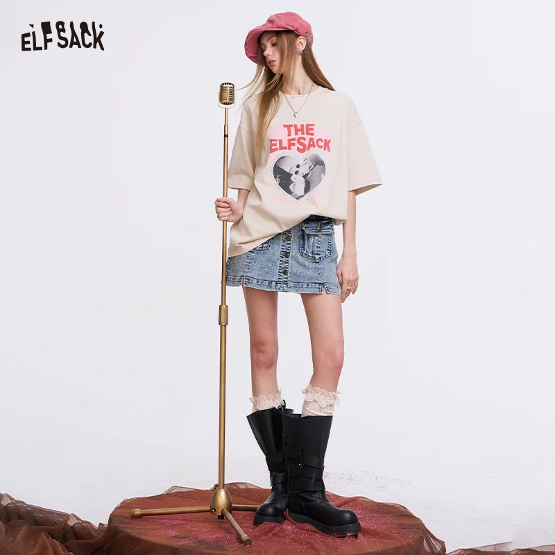 

Джинсовая мини-юбка ELFSACK Y2K с карманами-карго, винтажная джинсовая юбка с эффектом кислотной стирки для женщин, юбка А-силуэта в стиле Харадзюку с пуговицами